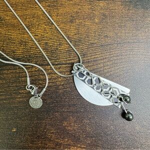 Hand Crafted Silver and Black Geometric Necklace